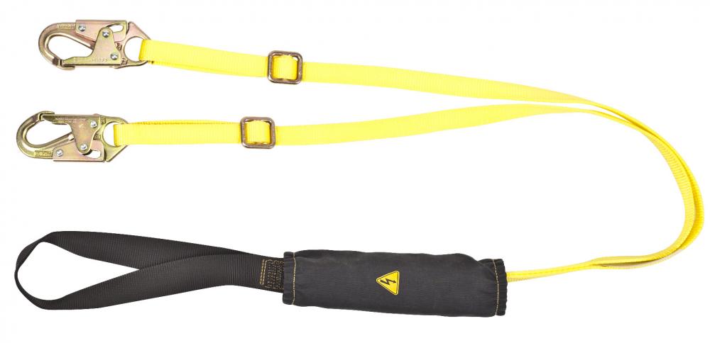 ArcSafe Twin-Leg Energy-Absorbing Lanyard, 6&#39;, Hitch Loop, 36C steel snaphook, C