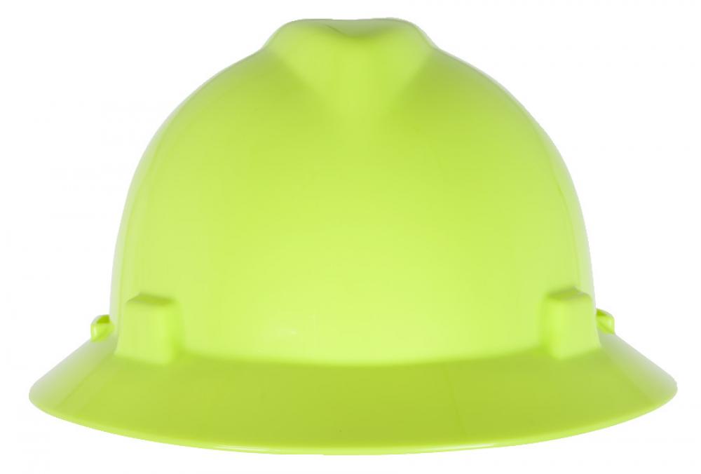 V-Gard Slotted Full-Brim Hat, Hi-Viz Yellow-Green, w/Fas-Trac III Suspension