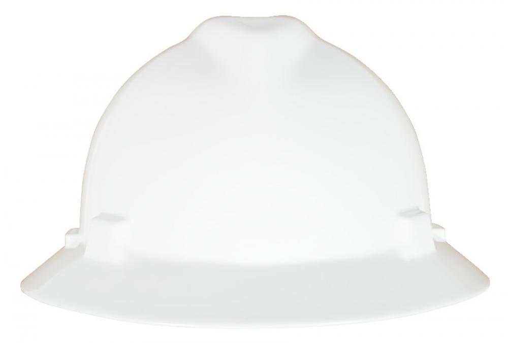 V-Gard GREEN Slotted Full Brim Helmet, White, 4-Point Fas-Trac III