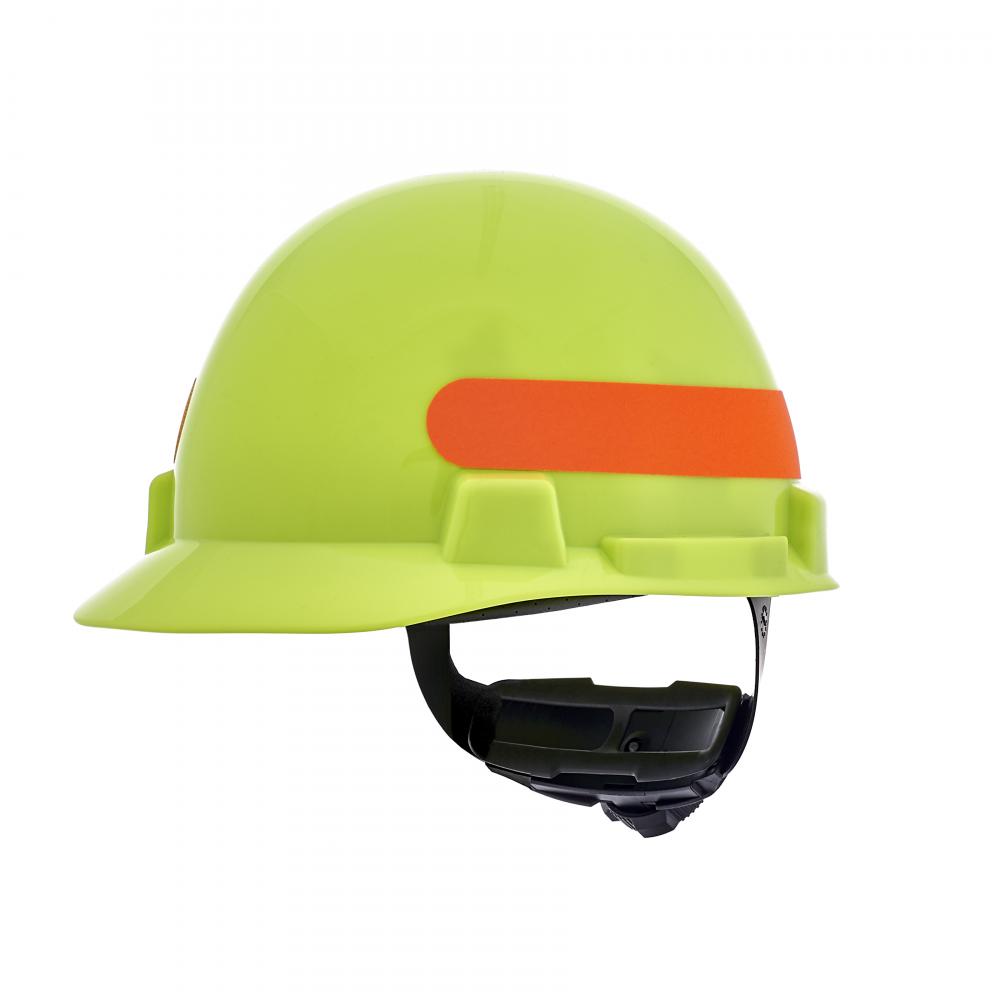 SmoothDome Protective Cap, Hi-Viz Yellow-Green w/Orange Stripe, 6-Point Fas-Trac