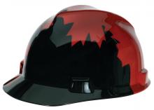 MSA Safety 10082233 - Canadian Freedom Series V-Gard Slotted Protective Cap, Black w/Red Maple Leaf
