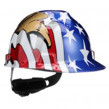 MSA Safety 10052947 - American Freedom Series V-Gard Slotted Protective Cap, American Flag w/2 Eagles