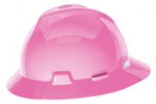 MSA Safety 10156373 - V-Gard Slotted Full-Brim Hat, Hot Pink, w/Fas-Trac III Suspension