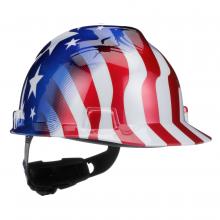 MSA Safety 10052945 - American Freedom Series V-Gard Slotted Protective Cap, American Stars and Stripe
