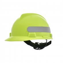 MSA Safety 10102196 - V-Gard Slotted Cap, Hi-Viz Yellow Green w/Silver Stripe, w/1-Touch Suspension