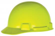 MSA Safety 10084095 - SmoothDome Protective Cap, Hi-Viz Yellow-Green w/Orange Stripe, 6-Point Fas-Trac