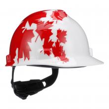 MSA Safety 10050613 - Canadian Freedom Series V-Gard Protective Cap, White w/Red Maple Leaf