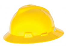MSA Safety 10058318 - V-Gard Slotted Full-Brim Hat, Yellow, w/1-Touch Suspension