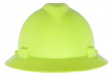 MSA Safety 10061516 - V-Gard Slotted Full-Brim Hat, Hi-Viz Yellow-Green, w/1-Touch Suspension