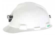 MSA Safety 460018 - V-Gard Slotted Cap, White, w/Lamp Bracket & Cord Holder (Class C), w/Staz-On Sus