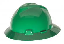 MSA Safety 454735 - V-Gard Slotted Full-Brim Hat, Green, w/Staz-On Suspension